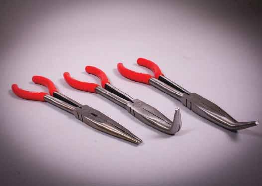 3pc Needle Nose Pliers Sets Finely ground heads with a fully polished finish. Serrated, machined jaws for a positive grip. Supplied in storage/hanging pouch.