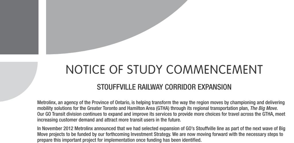 June 2010 Capital Cost of Double Tracking Stouffville Line