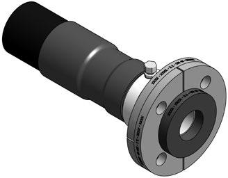Connecting fitting GRAPA with collar and split loose flange Compression joint, joining method: outer pipe hard soldering FLEXWELL Safety Pipe with compression-type graphite seal inner pipe and hard