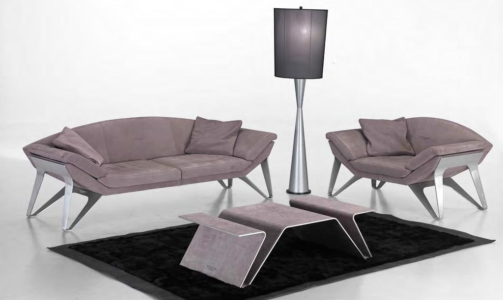 V 010_COMPOSITION 3 seat sofa cm L 235x D84x H82 mat aluminium feet, leather Nabuk