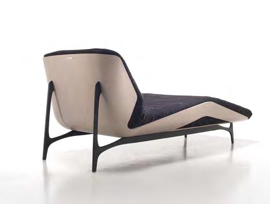 black wooden shell and light satin-finish aluminium legs; the second variant offers a