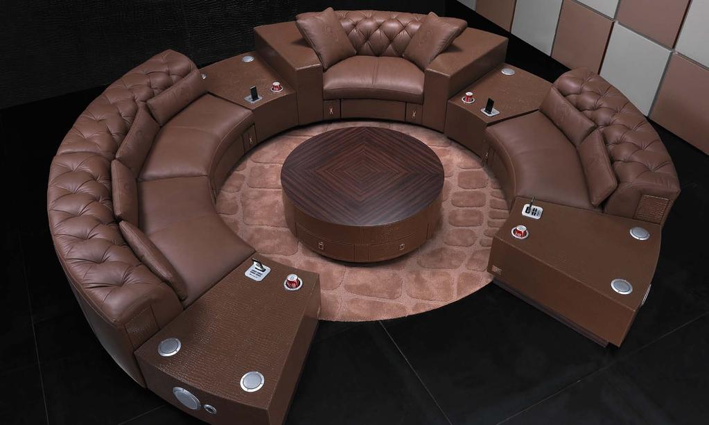 MOVIES A ROUND Sectional composition cm 430x396x72h leather croco nile bark &
