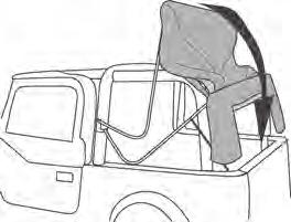 When operating the vehicle without the Quarter Windows, the Rear Window should be rolled up and secured with the elastic garters for proper ventilation.