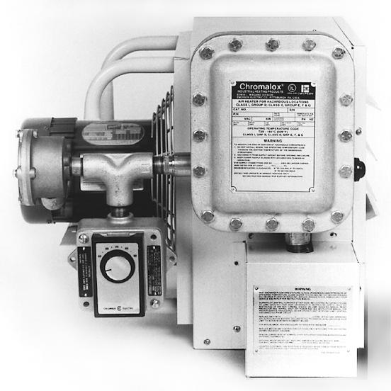 Optional Controls & Disconnects Built-in Adjustable Thermostat Temperature range 50 F to 90 F Adjustable control knob on exterior of explosion-proof enclosure Mounted and wired to heater control