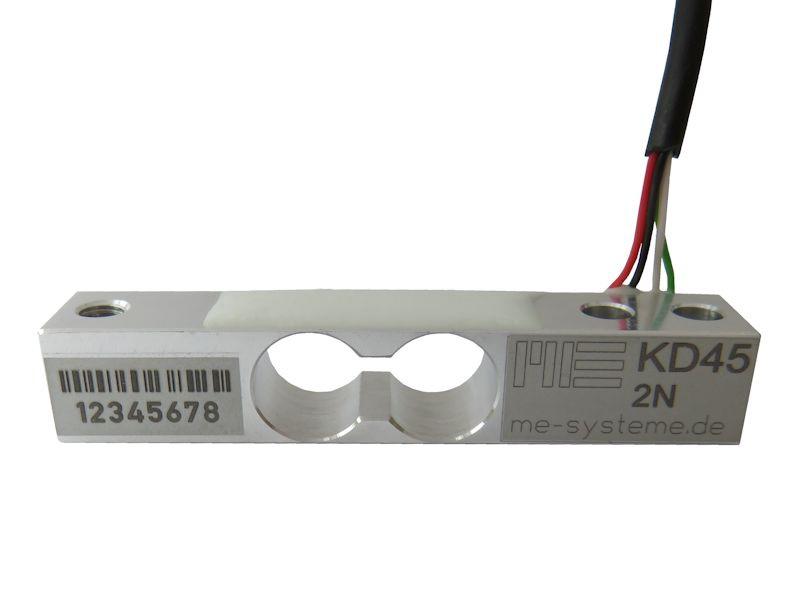 KD45 ±20N The force sensor KD45 has the geometry of a miniature load cell. It is fastened on one side using the through holes ø3.2. There is a thread M3 for force transmission.