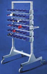 Parts Stand Trolley Kit Provides moveable common storage of small parts for the shop floor. Includes a 65 tall x 30 wide upright standing trolley with casters and handle. Ideal for material handling.