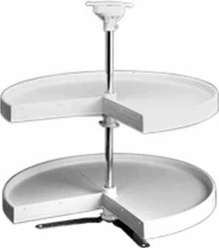 Revolving Corner Systems Pie Cut Shelf Set For use in corner cabinets Easily installed, adjustable post Pre-drilled holes for easy door attachment A = thickness of tray r C C = pie of tray A B 1 7
