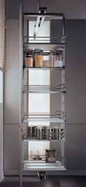 Pantry Organization Swing Pantry Pull-Out Unit Swing pantry allows for easy front access of stored contents Swings left or right Minimum of 375 mm (14") clearance required to adjacent wall Minimum of