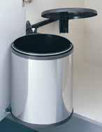 Waste Bins For Hinged Door Cabinets With spring-loaded lid lifting mechanism, the lid automatically remains in the cabinet when the door is opened Fits cabinet widths of 400 mm Can be mounted left or