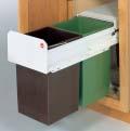 Waste Bins Pull-Out for Installation Behind Hinged Doors Mounts to cabinet bottom Features lid in the cabinet principle, as the door is opened the lid tilts automatically Optional pull-out tray for