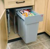 Waste Bins Pull-Out Easy and fast installation (only 4 screws) Lid snaps on Practical storage area on top of lid Use with a hinged door Load capacity = 40 kg (88 lbs.