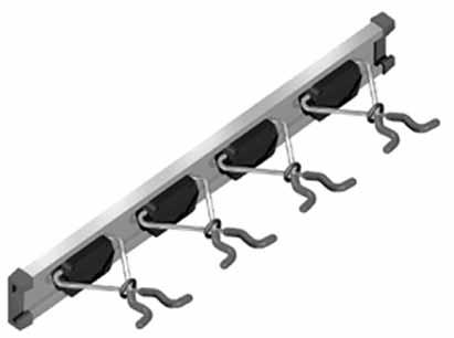 Each clamp holds up to 20 lbs. Material: Rail: aluminum, anodized Clip: steel Length 18" 888.00.