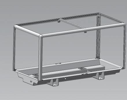 5 7 Take the pre-assembled enclosure frame top (Items 2, 3, 4, 6, 7, 8, 15, 16, 17, 22, 23, 26, and 27) and note the available lower leg on each