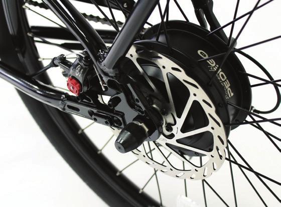 Mechanical Disc Brakes Boomerang, Boomerang Plus, Comfort Cruiser, City Commuter, Interceptor, Latch, Tandem, Trail Tracker & Trike Your Pedego is equipped with disc brakes for maximum reliability.