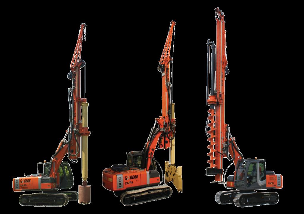 MULTI-PURPOSE PILING RIG The GEAX EK60 is a multi-purpose piling rig designed to achieve the highest levels of versatility, manoeuvrability, ease of use, transportation, production and reliability.