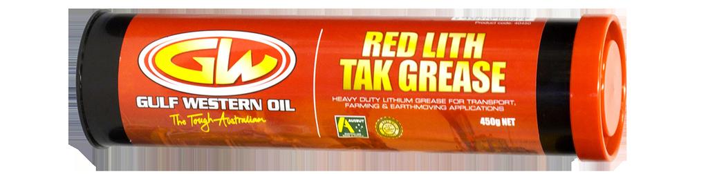42 RED LITH TAK GREASE LITHIUM EXTREME PRESSURE RED LITH TAK GREASE is a lithium based NLGI 2 high performance grease formulated with an extra tacky additive package, reducing sling off and water