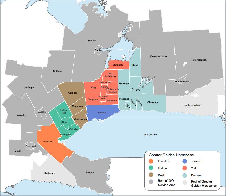 METROLINX S GEOGRAPHIC MANDATE: THE GREATER TORONTO AND HAMILTON AREA Expansive 8,242 km 2 urban, suburban and