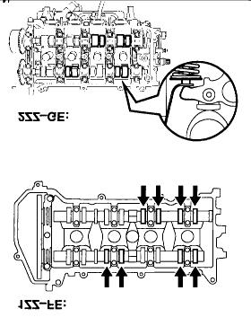 b. Turn the crankshaft 1 revolution (360 ) and align the mark as above (See procedure in step 2). c. Check only the valves indicated as shown.