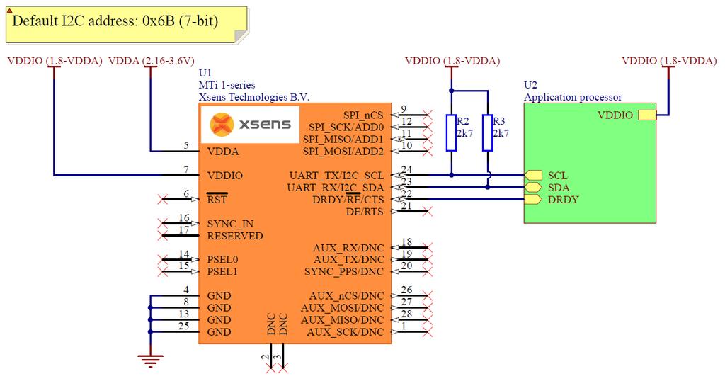 3.2.2 I 2 C I 2 C is the default interface (when PSEL1 and PSEL0 pins are floating or connected to VDDIO).