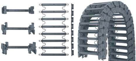 To reduce production and assembling costs, the spring band is not mounted individually, but on a length of ten chain links.