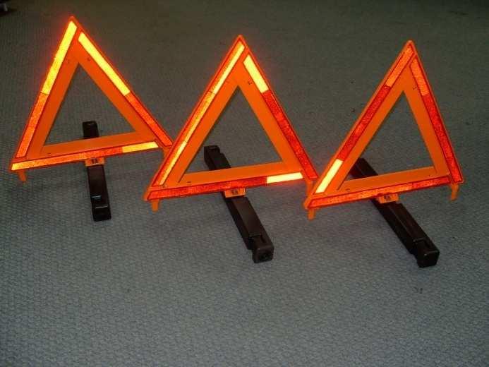 Safety triangles A set of High visibility Safety Triangles will be included with each vehicle.