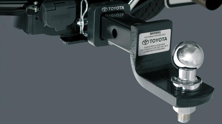 Towbar, Towball and Trailer Wiring Harness** Toyota Genuine Towbars are available with maximum tow capacities# of 750kg (unbraked) or an increased 2500kg (braked) (4X2 Model 2250kg).