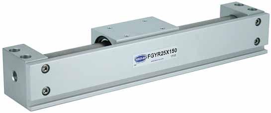 Magnetically coupled air cylinders FGYR Series Series FGYR Through hole & tapped mounting with magnetic position sensing Sensor mounting slot Specifications FGYR How to order Size Min.