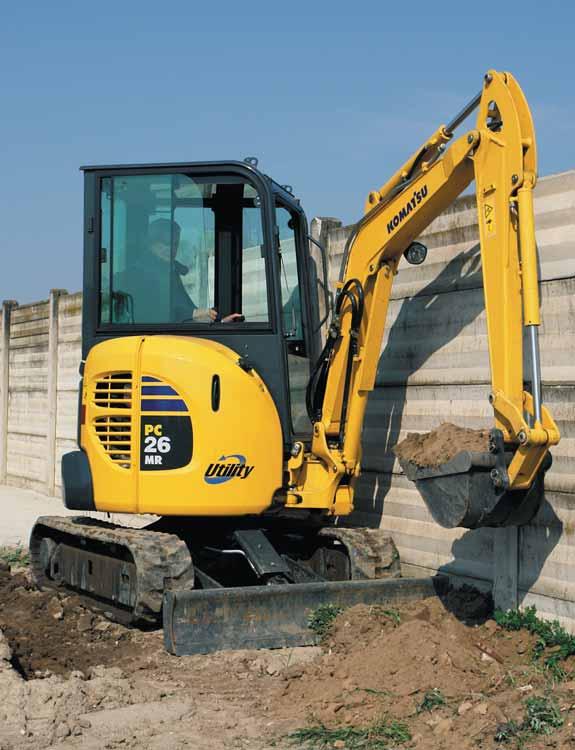 Outstanding Performances Work in tight spaces The new short-tail PC26MR-3 delivers optimal power and digging speed,