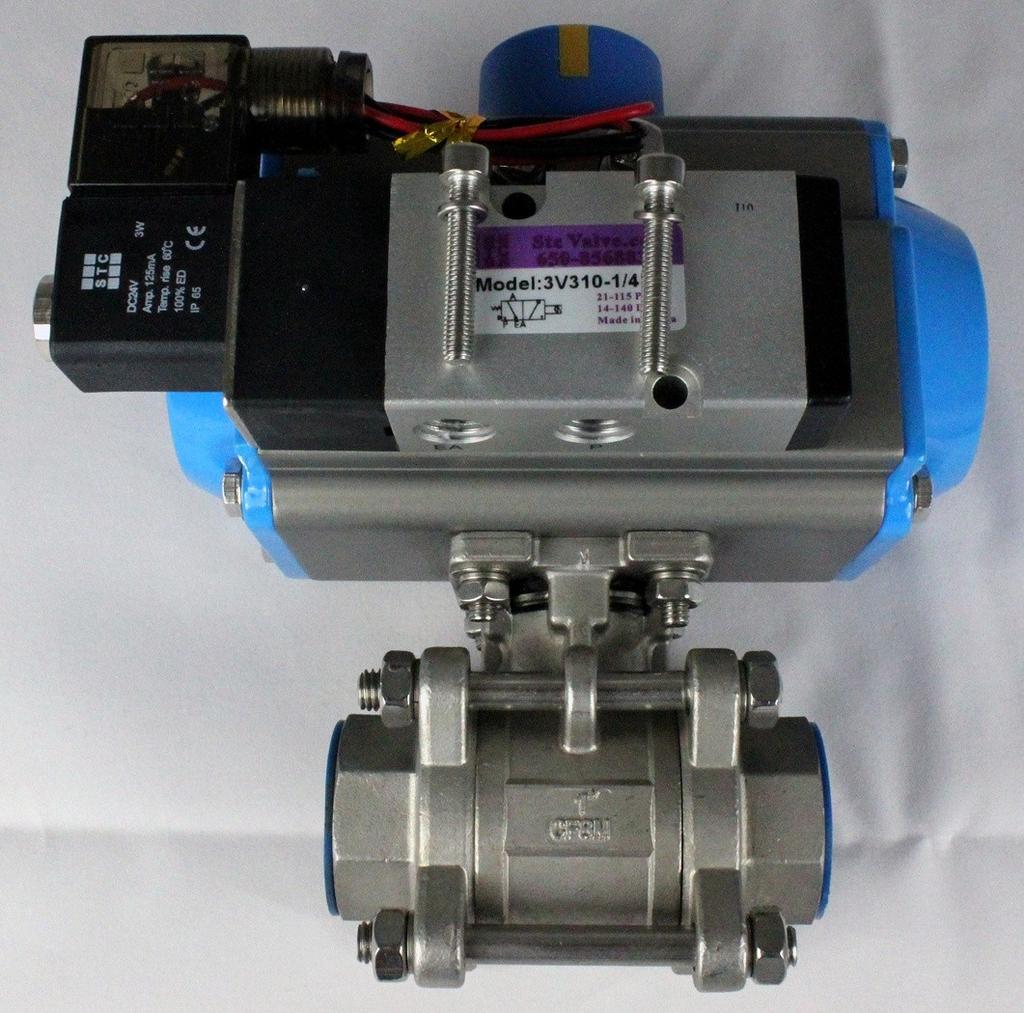 Put the Namur solenoid valve on top of the KS/KD actuator with the solenoid coil on the left side as shown in FIG.
