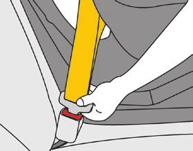 Open the belt lock off and route the shoulder section of the seat belt up into the slot. 5.