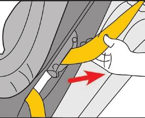 Open the belt lock off and route the shoulder section of the seat belt up into the slot. 5.