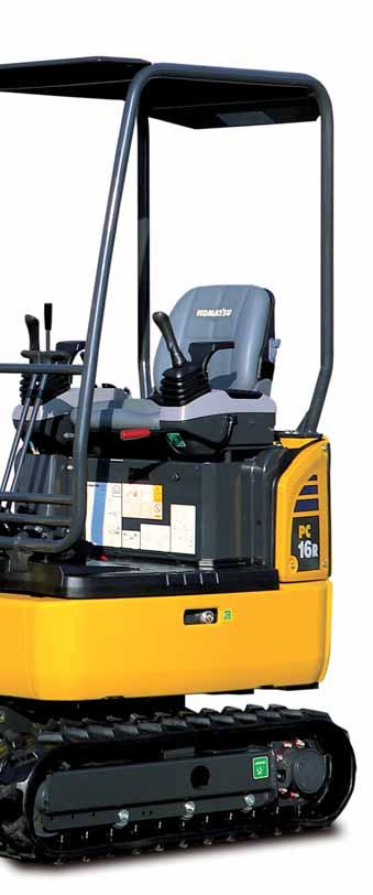 PC16R-3 Highest operator comfort Spacious working environment ensures outstanding comfort Excellent accessibility to and from the machine Pressure Proportional Control