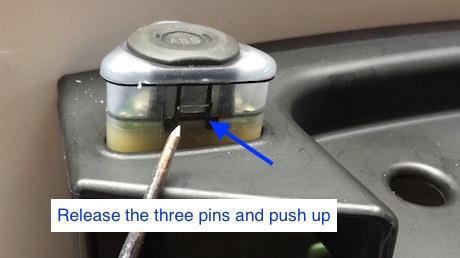 three secure pins and push the