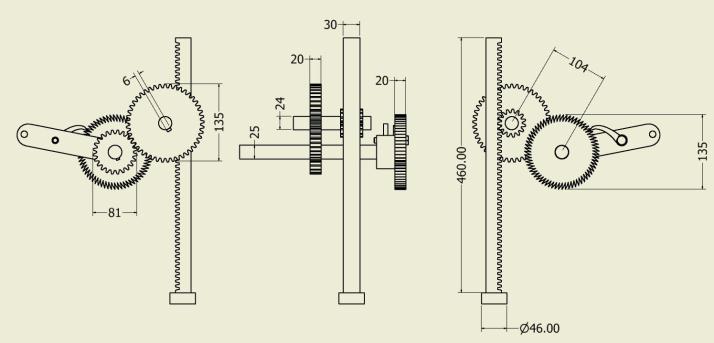 Figure 5.4 Transmission mechanism dimension specification 6. FABRICATION AND TESTING 6.1 Fabrication Details The fabrication of each component was done based on the design.