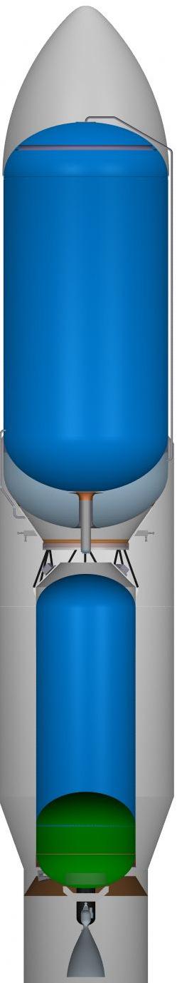 This option combines the available volume of the upper stage and payload fairing, providing the largest possible depot volume within the outer mould line of the existing launch vehicle.