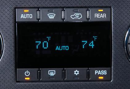 The rear system operates in Independent Mode when any of the rear settings are adjusted using the rear seat controls. Rear Seat Climate Controls Dual automatic climate controls (optional) shown.