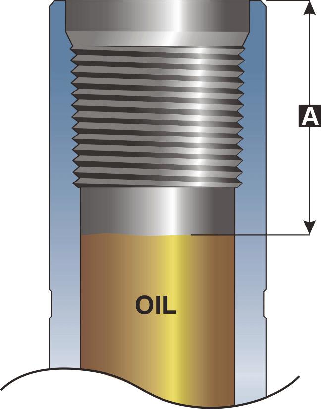 Instructions Invert Cylinder and push Piston to bottom, using wooden dowel. Fill Cylinder with oil to level A as shown in chart according to maximum well temperature expected on run.
