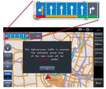 The Advanced Route Guidance System by Precise Lane Identification Voice Guidance Image Providing A lane level route guidance by using A lane level traffic information User interface Image Pop-up