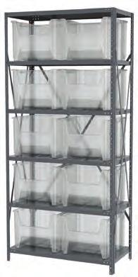 Create tall, stable storage arrangements to save floor space. Extra-wide hopper front!