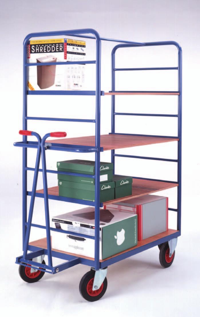 Brakes: Total stop Ref: B013 (pair) Extra Spring loaded catch holds drawbar in vertical position Deck size Deck Shelf L x W height levels