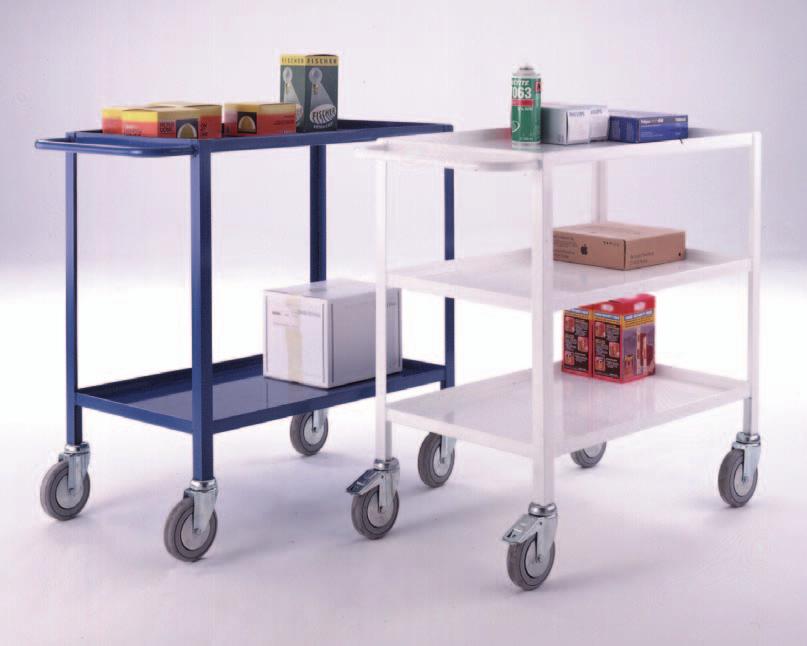 Tray Trolleys 21 Low Cost Tray Trolley Capacity 150 kg UDL 2 or 3 fi xed steel trays Fully welded construction.