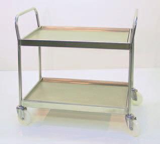 22 Stainless steel Tray Trolleys Stainless steel trolleys 2 and 3 tier options 150kg capacity All stainless steel, food standard trolleys, suitable for many clean and hygienic work environments: