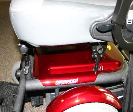 up and away from the base. 2. Adjustment pins that can be used to adjust the height of the seat to fit the user. 1 2 3.