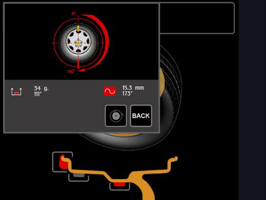 When the wheel is moved the cursor on the graph indicates the current value with the phase referred to the measurement sensor.