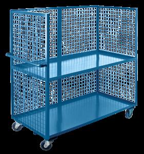 loading/unloading and transportation of merchandise 3-SIDED WIRE MESH SHELF TRUCKS 14-gauge steel shelves, 1