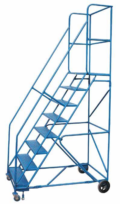 wherever there is a need to reach materials Rolls easily into position and locks firmly to the floor for maximum safety 2 to 6-step ladders operate on spring-loaded casters Casters retract under