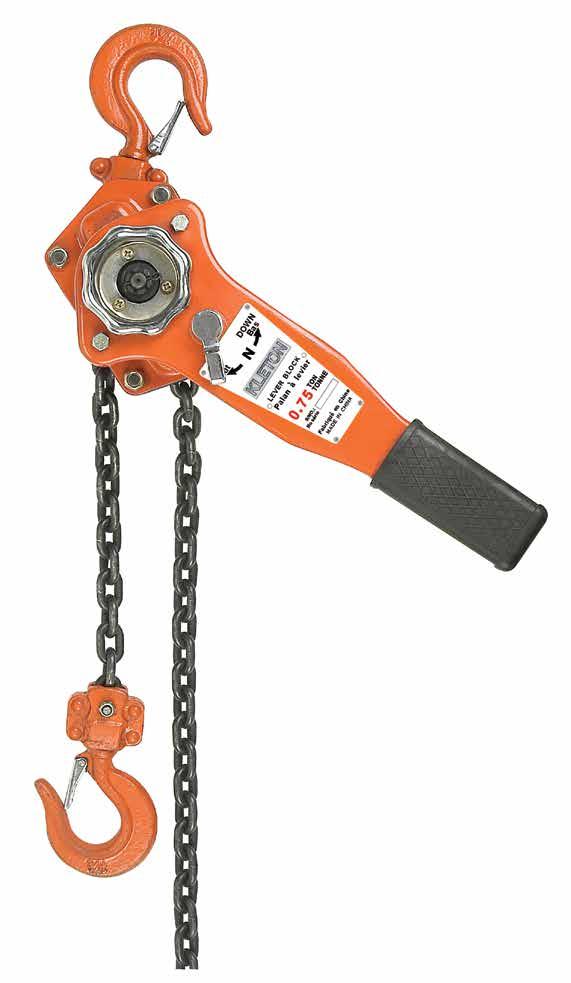 LEVER HOISTS LEVER HOISTS Lightweight steel construction Short steel handle rotates 360 to allow operation in any position Load brake assures safety and load control High tensile alloy steel load