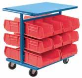 MOBILE BIN CARTS All-welded bin cart Work surface made of 14-gauge steel Includes bolted-on 5" non-marking