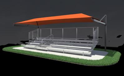 All models features a chain-link guardrail and most models feature a 4' center aisle. All of our Non-Elevated Bleachers have an 8" rise per row and a 24" tread depth.