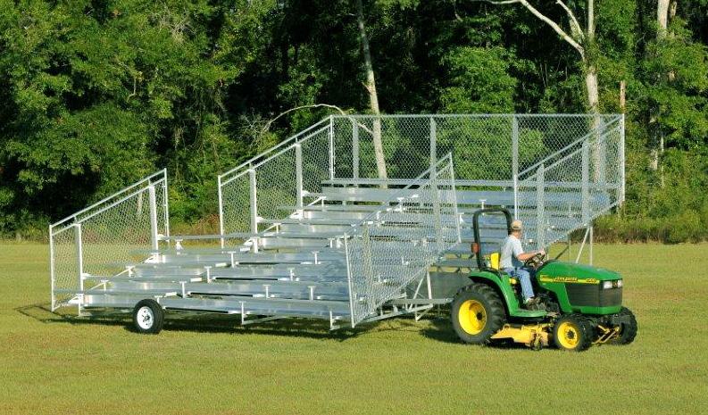 Transportable Bleachers transport on site from field to field PERFECT FOR: SEATS BETWEEN: 5 ROW BL5XXTRS Available Lengths 15', 21', 27' First Row Height 17" Width 9 6.5" Height 7 11.